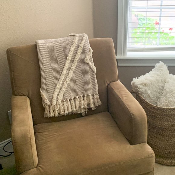 Diamond Tufted Throw Blanket / Beige & Cream / Cotton Throw Blanket / 60"x50" - Picture 11 of 11